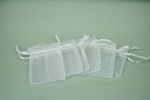 Smykkepose, Organza, Hvid, 6 stk.