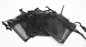 Smykkepose, Organza, Sort, 6 stk.