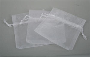 Smykkepose, Organza, Hvid, 3 stk.