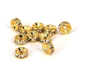 Mellemstykker med rhinsten, 4 mm, 10 stk.